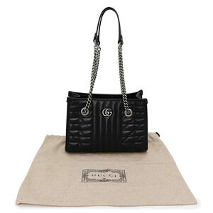 Gucci Marmont Quilted GG Chain Leather Black Bag Tote Shoulder